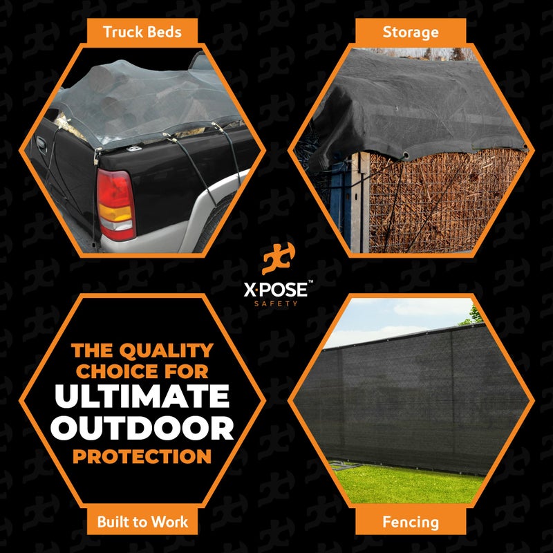 Xpose Safety Heavy Duty Mesh Tarp â€“ 10â€™ x 14â€™ Multipurpose Black Protective Cover with Air Flow - Use for Tie Downs, Shade, Fences, Canopies, Dump Trucks â€“ Tear Resistant - Image 2